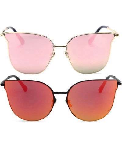 Ladies Metal Cat Eye Heart Round Integral Sunglasses Elegant De Luxe Stylish - Fan_2p_14mix - C917YECW34N $10.78 Cat Eye