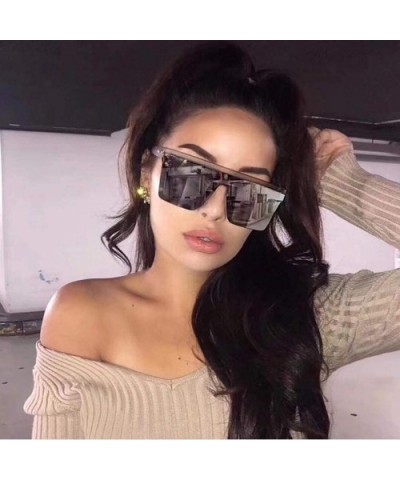 Fashion Oversized sunglasses Siamese Lens Sunglasses Women Men Flat Top sunglasses Succinct Style UV400 - 4 - C9196SSTXGL $12...