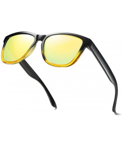 Polarized Sunglasses For Women Men Gradient Colors Designer UV Protection - Black&yellow - C412NR5AIVV $11.61 Sport