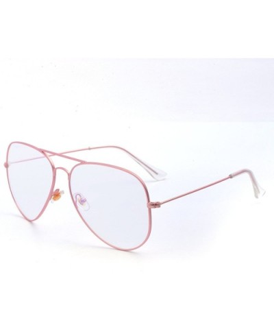 Classic Aviator Mirrored Flat Lens Sunglasses Metal Frame - Rose Gold - CN189IXMC7T $9.23 Aviator