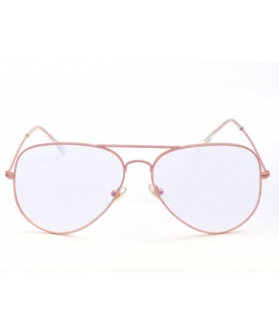 Classic Aviator Mirrored Flat Lens Sunglasses Metal Frame - Rose Gold - CN189IXMC7T $9.23 Aviator