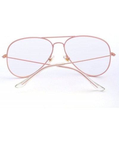 Classic Aviator Mirrored Flat Lens Sunglasses Metal Frame - Rose Gold - CN189IXMC7T $9.23 Aviator