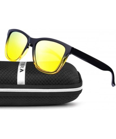 Polarized Sunglasses For Women Men Gradient Colors Designer UV Protection - Black&yellow - C412NR5AIVV $11.61 Sport