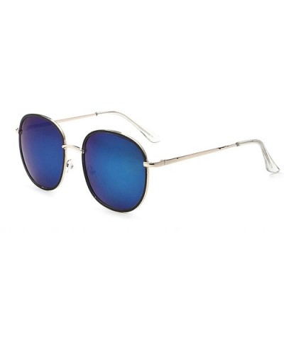 Retro Round Sunglasses for women metal Resin UV400 Sunglasses - Gold Blue - C018T2TQZWO $14.27 Sport