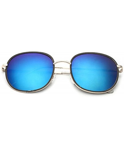 Retro Round Sunglasses for women metal Resin UV400 Sunglasses - Gold Blue - C018T2TQZWO $14.27 Sport