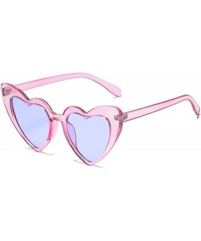Clout Goggle Heart Sunglasses Vintage Cat Eye Mod Style Retro Kurt Cobain Glasses - Clear Purple / Purple - C1193XY3ANW $6.24...