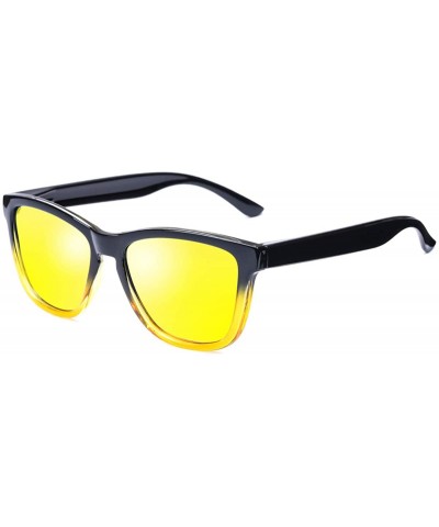 Polarized Sunglasses For Women Men Gradient Colors Designer UV Protection - Black&yellow - C412NR5AIVV $11.61 Sport