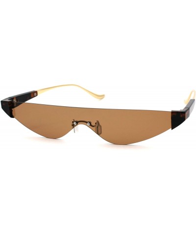 Flat Top Shield Futuristic Robot Cat Eye Sunglasses - All Brown - CJ18W0XAESU $8.61 Shield