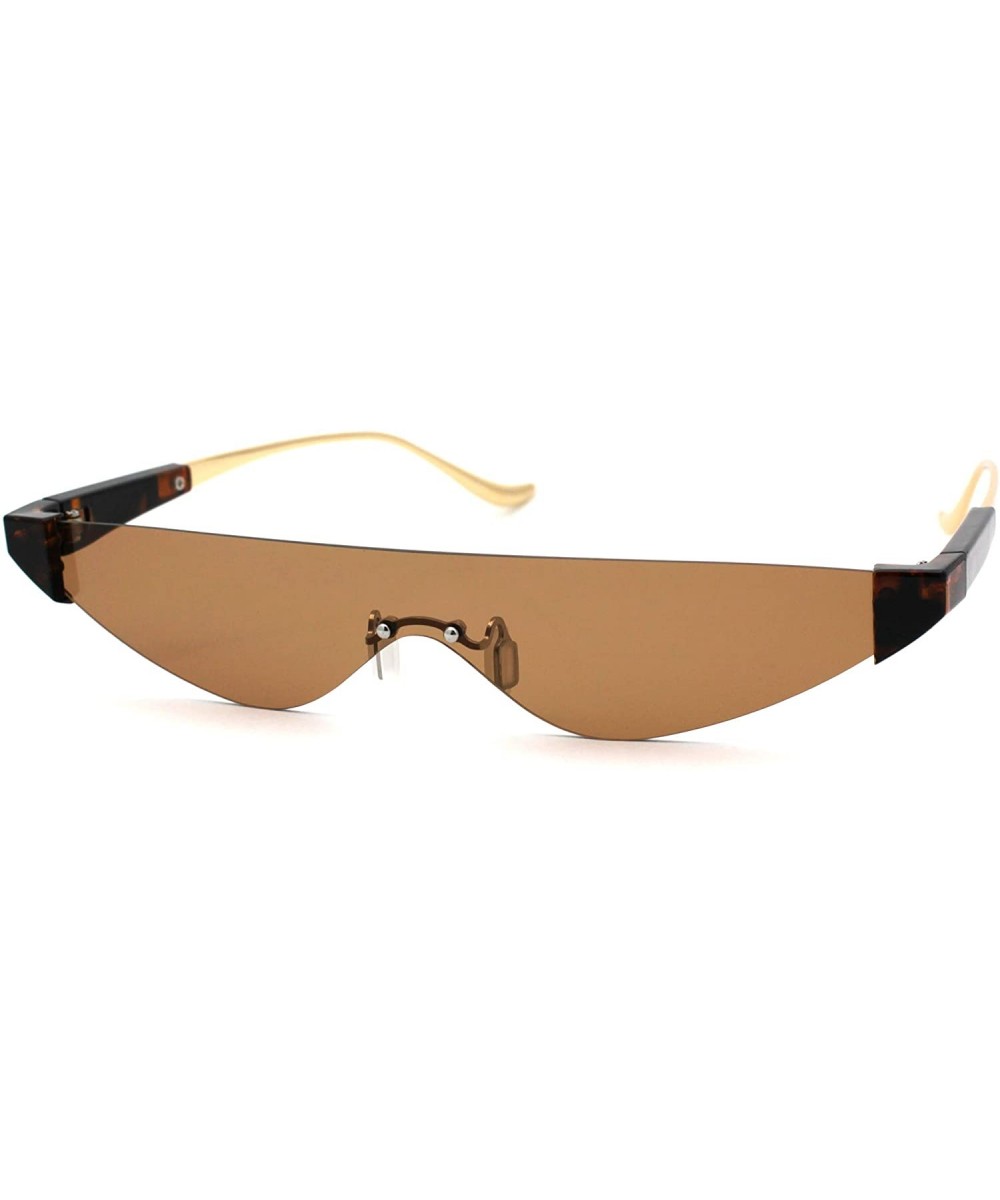 Flat Top Shield Futuristic Robot Cat Eye Sunglasses - All Brown - CJ18W0XAESU $8.61 Shield