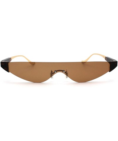 Flat Top Shield Futuristic Robot Cat Eye Sunglasses - All Brown - CJ18W0XAESU $8.61 Shield