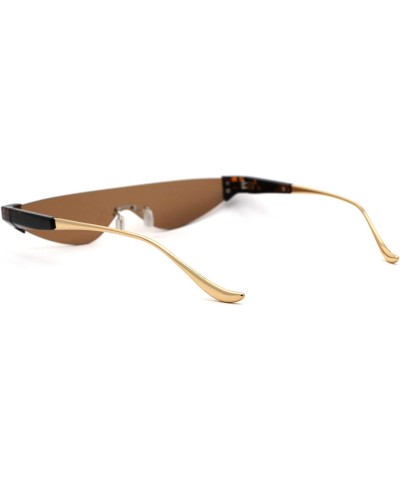 Flat Top Shield Futuristic Robot Cat Eye Sunglasses - All Brown - CJ18W0XAESU $8.61 Shield