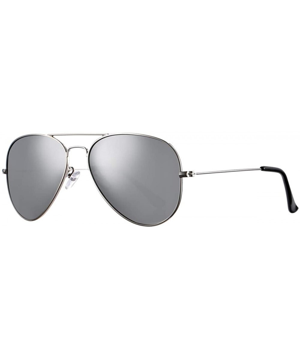 Classic Polarized Aviator Sunglasses for Men Women- 100% UV Protection - A6 Sliver Frame/Sliver Mirrored - CX18KSE088G $5.94 ...