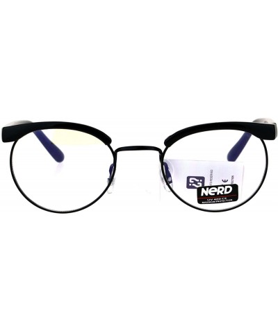 Retro Vintage Classic Half Rim Round Oval Clear Lens Eye Glasses - All Black - CP182029DAY $10.81 Round