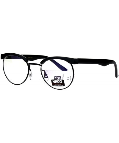 Retro Vintage Classic Half Rim Round Oval Clear Lens Eye Glasses - All Black - CP182029DAY $10.81 Round