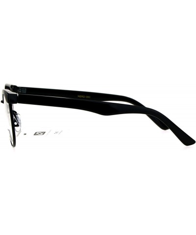 Retro Vintage Classic Half Rim Round Oval Clear Lens Eye Glasses - All Black - CP182029DAY $10.81 Round