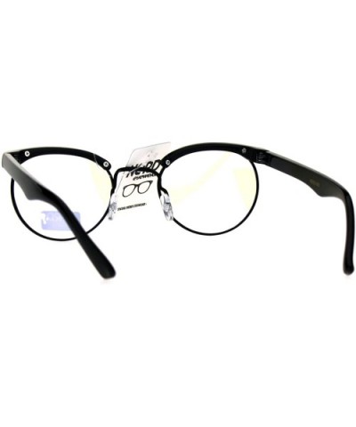 Retro Vintage Classic Half Rim Round Oval Clear Lens Eye Glasses - All Black - CP182029DAY $10.81 Round