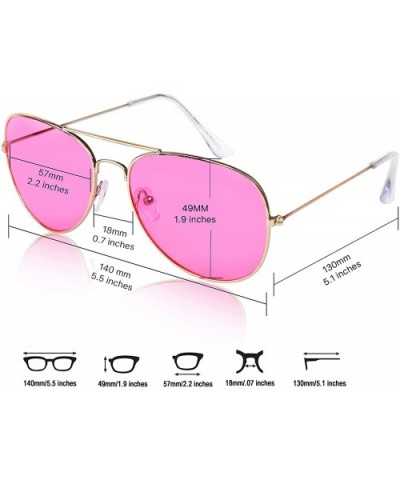 Aviator Sunglasses Colored Tinted Lens Glasses Metal UV400 Protection - 1 Aviator Red - CX18U7KS8KC $6.93 Aviator