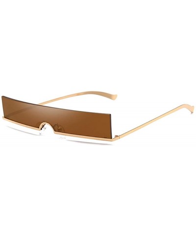 Unisex Fashion Frameless Candy Colors Plastic Lenses Sunglasses UV400 - Brown - C618NNKCMHK $5.67 Oval