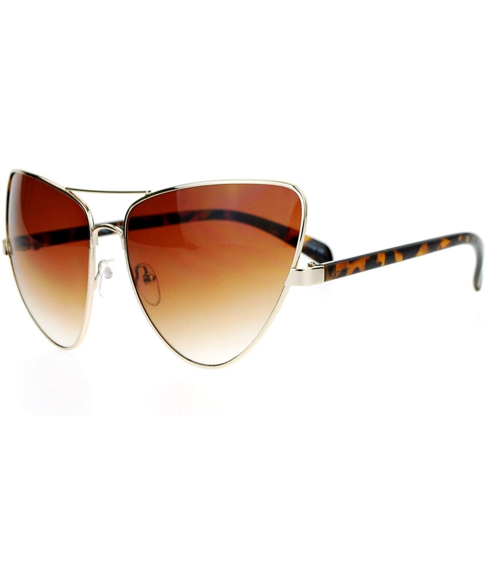 Womens Runway Fashion Retro Oversize Cat Eye Sunglasses - Gold Brown - CA12BWPHEAV $8.13 Oversized