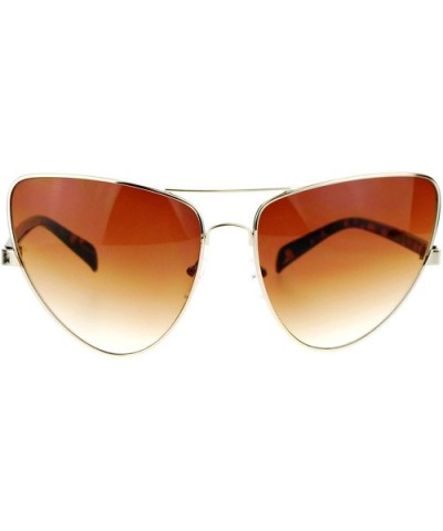 Womens Runway Fashion Retro Oversize Cat Eye Sunglasses - Gold Brown - CA12BWPHEAV $8.13 Oversized