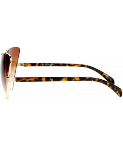 Womens Runway Fashion Retro Oversize Cat Eye Sunglasses - Gold Brown - CA12BWPHEAV $8.13 Oversized