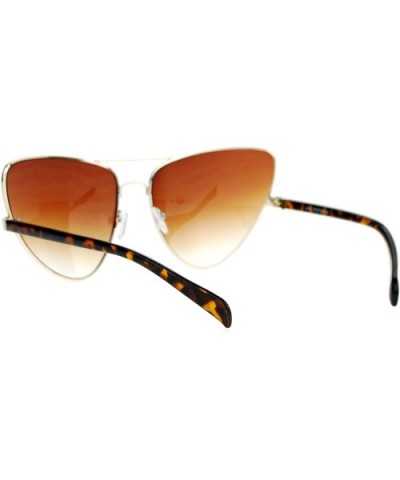 Womens Runway Fashion Retro Oversize Cat Eye Sunglasses - Gold Brown - CA12BWPHEAV $8.13 Oversized