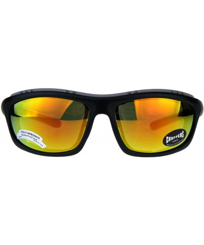 Mens Biker Sunglasses Foam Padded Wind Blocker UV 400 - Black (Orange Mirror) - CS18E6IZQX7 $7.78 Goggle