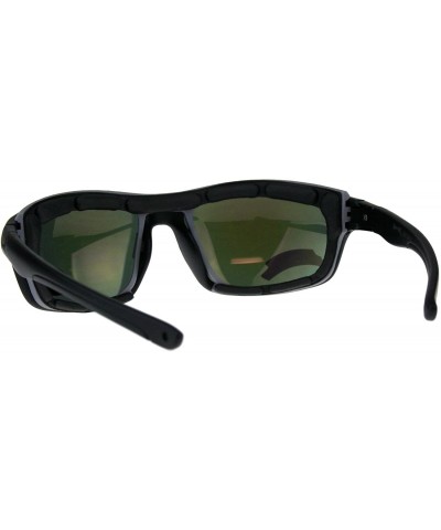 Mens Biker Sunglasses Foam Padded Wind Blocker UV 400 - Black (Orange Mirror) - CS18E6IZQX7 $7.78 Goggle