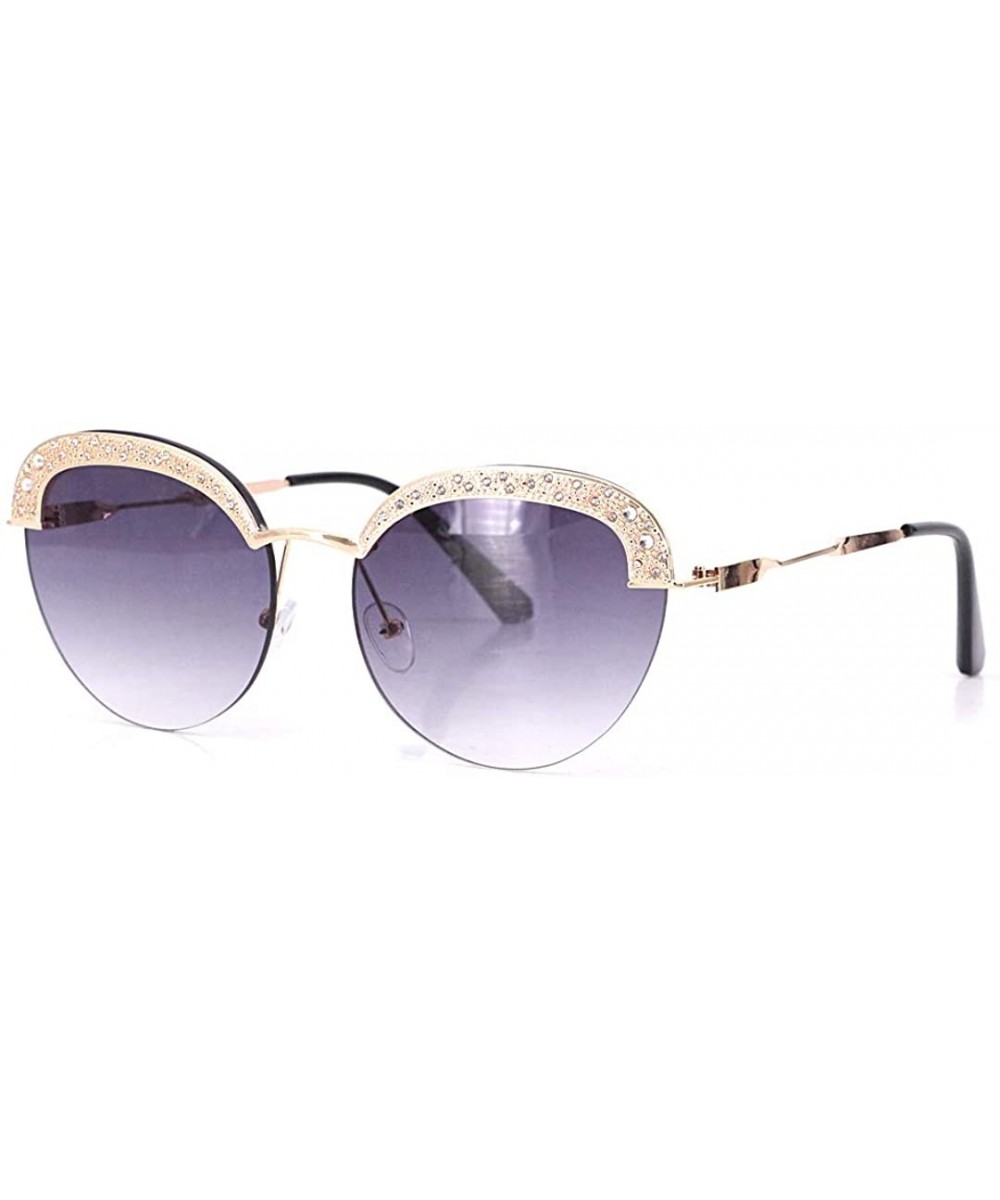 Women Fashion Round Pearl Frame Sunglasses UV Protection Sunglasses - Black Crystal/Grey - CC18UIUCD59 $13.07 Round