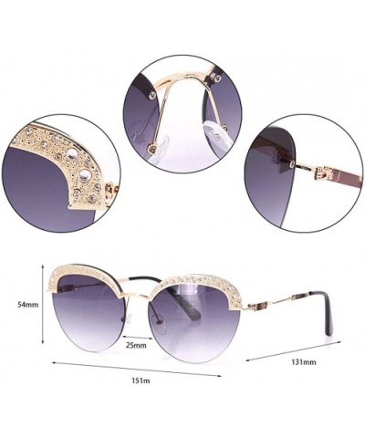 Women Fashion Round Pearl Frame Sunglasses UV Protection Sunglasses - Black Crystal/Grey - CC18UIUCD59 $13.07 Round