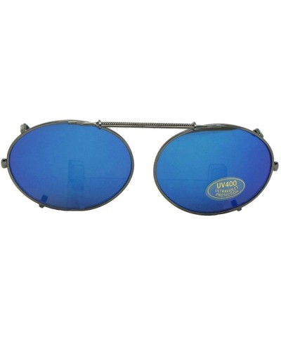 Oval Color Mirror Lens Non Polarized Clip on Sunglass - Pewter-blue Mirror Gray Lens - CB1805Q4HT0 $9.08 Oval