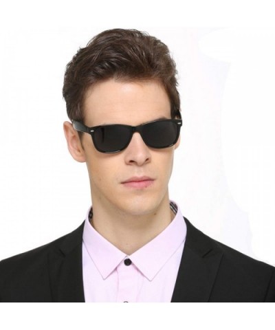 Polarized Sunglasses 80's Retro Classic Stylish For Men Women - Black&grey - C618MGLM2Q2 $5.39 Sport