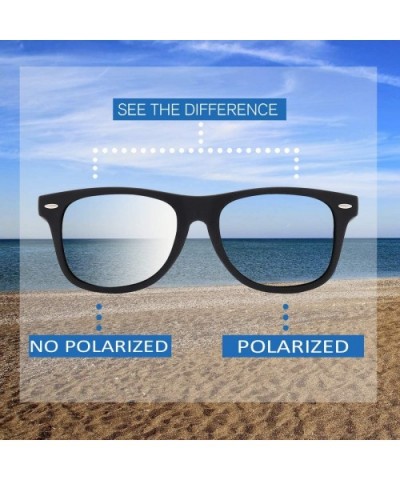 Polarized Sunglasses 80's Retro Classic Stylish For Men Women - Black&grey - C618MGLM2Q2 $5.39 Sport