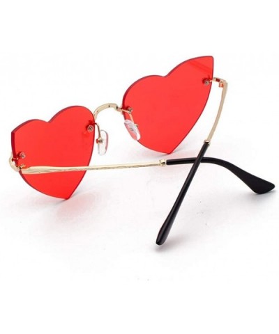 Sunglasses For Women Men Heart Decorative Sunglasses metal edge Round Mirrored Lens Retro - Red - CV18UGK00QO $4.46 Round