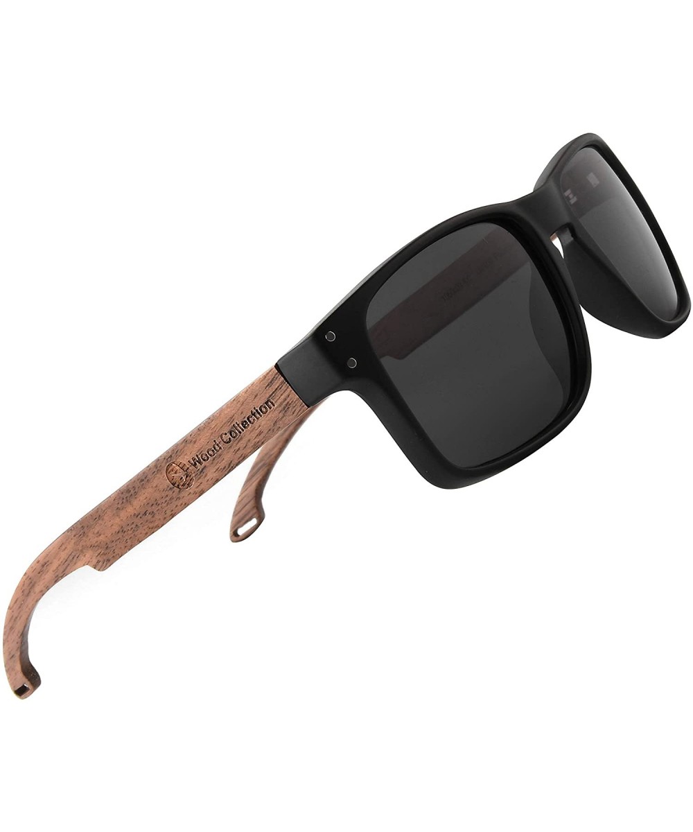 Sunglasses For Men With Polarized Lens Handmade Bamboo Sunglasses For Men&Women - A Walnut Black - CW18SX029CI $16.24 Aviator