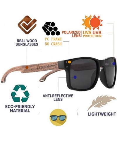 Sunglasses For Men With Polarized Lens Handmade Bamboo Sunglasses For Men&Women - A Walnut Black - CW18SX029CI $16.24 Aviator