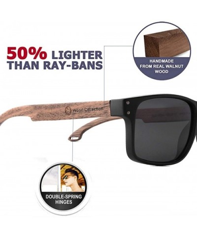 Sunglasses For Men With Polarized Lens Handmade Bamboo Sunglasses For Men&Women - A Walnut Black - CW18SX029CI $16.24 Aviator