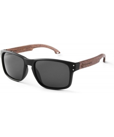 Sunglasses For Men With Polarized Lens Handmade Bamboo Sunglasses For Men&Women - A Walnut Black - CW18SX029CI $16.24 Aviator