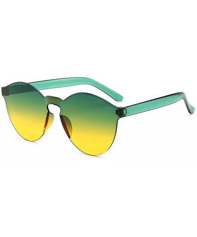 Unisex Fashion Candy Colors Round Outdoor Sunglasses - Green Yellow - CN199X86CSM $12.40 Round