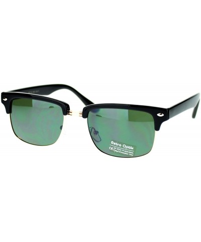 Unisex Designer Fashion Sunglasses Short Rectangular Half Rim Look - Black Gold - CX11P5E18KT $7.75 Rectangular