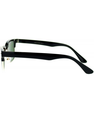 Unisex Designer Fashion Sunglasses Short Rectangular Half Rim Look - Black Gold - CX11P5E18KT $7.75 Rectangular