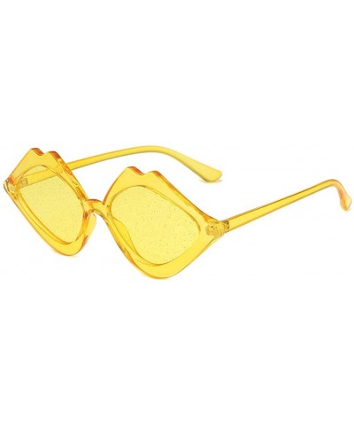Women's Fashion Jelly Sunshade Sunglasses Integrated Candy Color Glasses - Yellow - CL18QEHCRH9 $3.91 Square