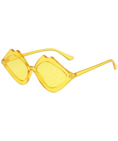 Women's Fashion Jelly Sunshade Sunglasses Integrated Candy Color Glasses - Yellow - CL18QEHCRH9 $3.91 Square