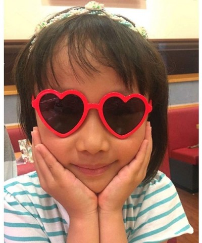 Fashion UV400 Sunglasses for Kids - Heart - Red - CZ18DCOIR0R $10.40 Square