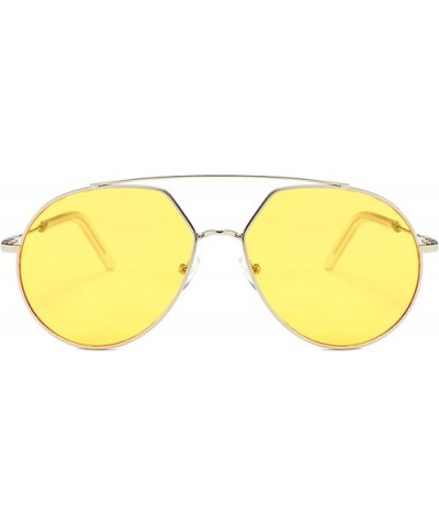 Vintage Sunglasses for Women metal PC UV 400 Protection Sun glasses - Silver Yellow - CB18SARAMD4 $21.56 Oval