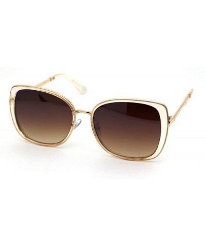 Womens Exposed Lens Side Chic Plastic Butterfly Sunglasses - Beige Brown - CM18XEZY6KN $7.67 Cat Eye