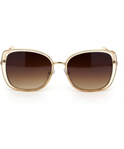 Womens Exposed Lens Side Chic Plastic Butterfly Sunglasses - Beige Brown - CM18XEZY6KN $7.67 Cat Eye