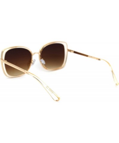 Womens Exposed Lens Side Chic Plastic Butterfly Sunglasses - Beige Brown - CM18XEZY6KN $7.67 Cat Eye