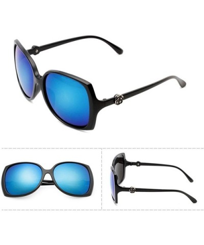 Retro Rose Flower on the Frame Sunglasses for Women PC Resin UV 400 Protection Sunglasses - Black Blue - CZ18SZU8AIH $12.48 G...