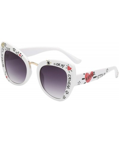 Retro Vintage Cateye Sunglasses for Women Plastic Frame Sun glasses - White-gray - CU18U657NX4 $6.00 Round